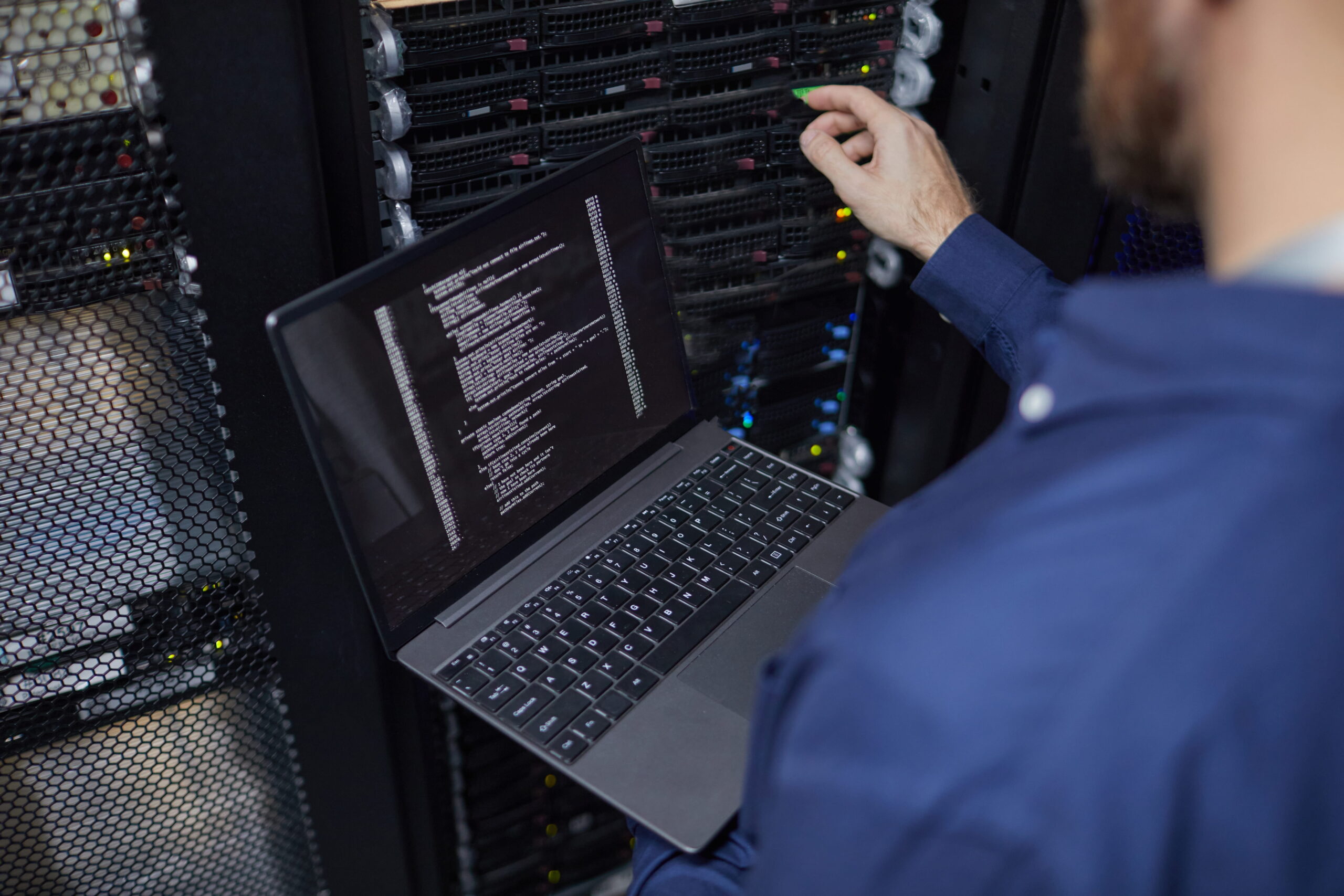 It Technician from an IT company working in a server Room